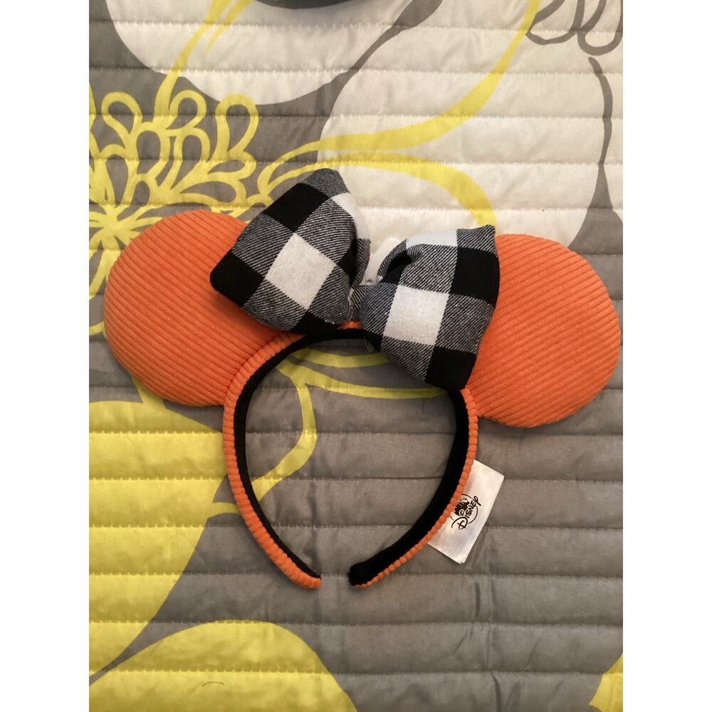 NWOT 2021 Disney Parks Halloween Fall Black White Plaid Orange Corduroy Ears